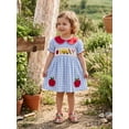 thumbnail image 5 of Kids Girls Back to School Dress Apple Pencil School Bus Embroidery Doll Collar Short Sleeve Dress Toddler Summer Casual Dress, 5 of 9