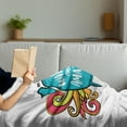 thumbnail image 3 of Saying Soft Flannel Fleece Throw Blanket, Positive Message on Alarm Clock Wake up and Be, Cozy Plush for Indoor and Outdoor Use, 50" x 70", Sky Blue Dark Coral, by Ambesonne, 3 of 5