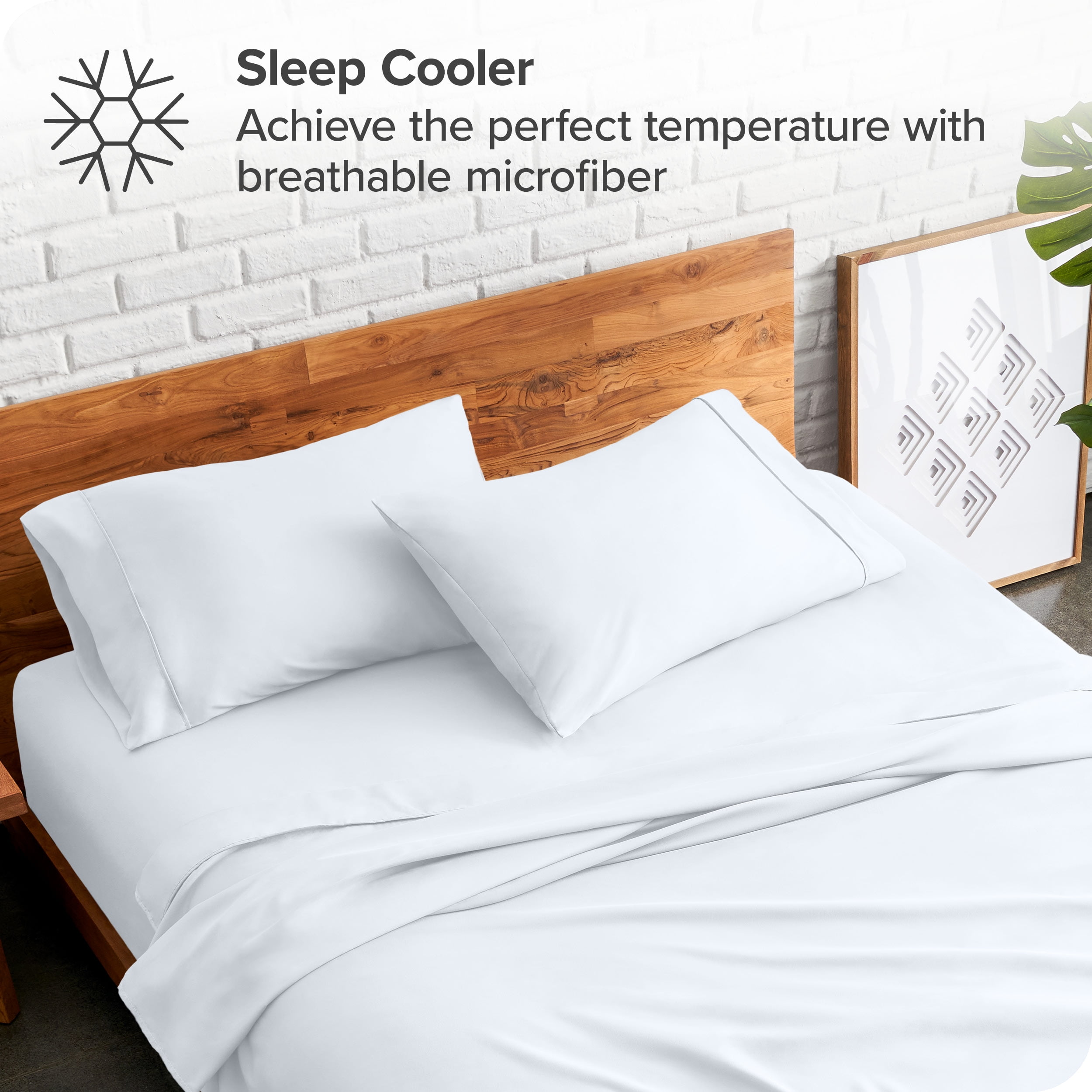 Bare Home White Microfiber Pillowcase Set, Hypoallergenic, King Set of 2