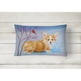 thumbnail image 2 of Carolines Treasures Corgi Pup Snow Cardinal Canvas Fabric Decorative Pillow 12H x16W multicolor, 2 of 3