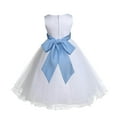 thumbnail image 3 of Ekidsbridal Satin White Bluebird Tulle Rattail Flower Girl Dress Junior Bridesmaid Dance Recital Wedding Beauty Pageant Princess 829S M, 3 of 3