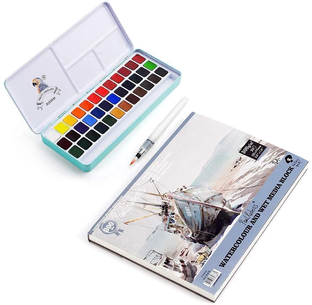 MeiLiang 36 Colors Watercolor Paint Set with 7.6 x 5.3" Watercolor