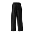 thumbnail image 5 of Domuza Mens Cotton-Linen Pants Drawstring Elastic Waist Linen Summer Casual Pants Sports & Recreation Breeze Beach Pants-Black 3XL, 5 of 6
