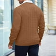 thumbnail image 3 of Mens Crew Neck Sweater Pullover Polyester Cable Knit Long Sleeve Knitwear Casual Classic Style Brown XL, 3 of 3