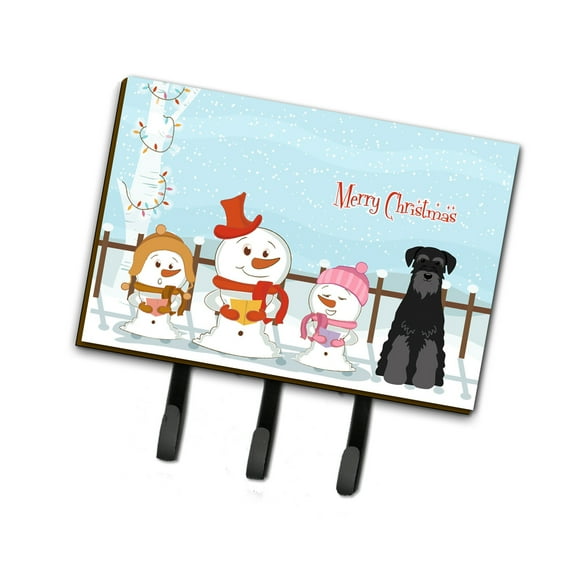 Merry Christmas Carolers Standard Schnauzer Black Leash or Key Holder