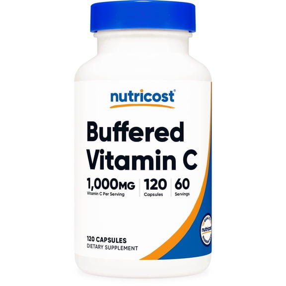 Nutricost Buffered Vitamin C (1000mg) 120 Capsules - Vegan, GMO-Free, 60 Servings