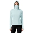 thumbnail image 3 of HappyYEE Women’s Upf 5+ Sun Shirts with Hooded Long Sleeve Thumb Sleeve Rash Guard Summer Outdoor Sun Protection Top with Face Mask Green-b XXL, 3 of 6