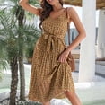 thumbnail image 3 of SWSMCLT Women's High Waist Midi Chiffon Sexy Dresses Holiday Dress Summer Ruched Cami V Neck Spring Sundress Coffee Large, 3 of 4