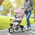 thumbnail image 2 of Qaba 6 in 1 Toddler Tricycle with Parent Push Handle, Pink, 2 of 10