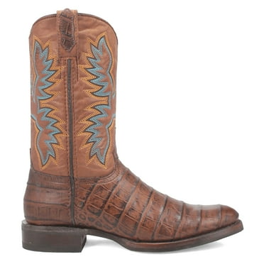 Dingo Mens Trail Boss  Embroidered Round Toe Pull On Cowboy  Mid Calf Boots