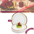 thumbnail image 5 of Elegant Disposable Plastic Dessert Plates 120 Pcs, 7.5" Heavy Duty Fancy White with Gold Appetizer Salad Plates For Wedding, Birthday Party Plates, 5 of 6