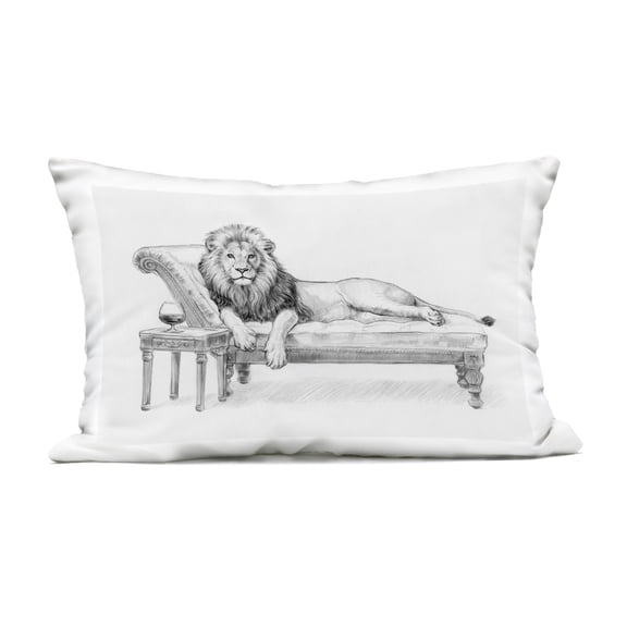 Stupell Industries Lounging Beast Lion Outdoor Printed Pillow design by Victoria Barnes, 14 x 7 x 20