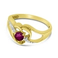 thumbnail image 3 of 10k Yellow Gold Round Rhodolite Garnet And Diamond Heart Ring, 3 of 6