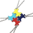 thumbnail image 3 of 4 Pcs Collier Pendentif Bonne Amitié Collier Pendentif Patchwork Casse-Tête Créatif Collier Thème Meilleure Amie, 3 of 8