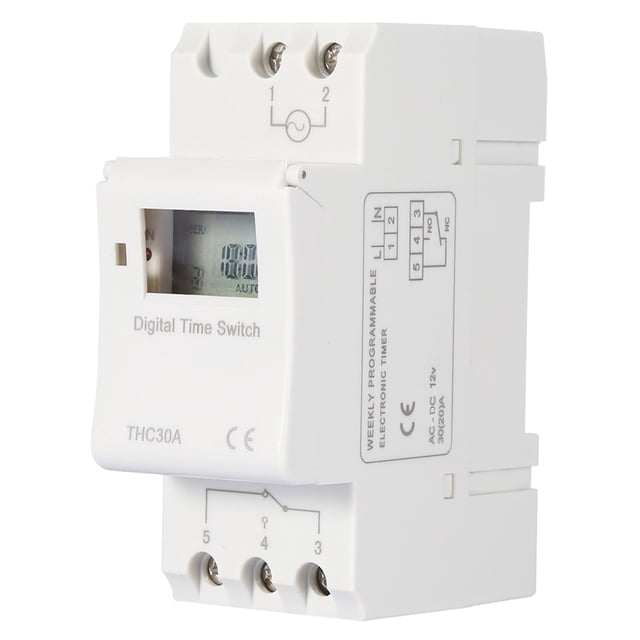 7 Day Digital Programmable Timer, 30A Digital Timer Switch, Programmable Electronic Time Control Switch, for Lamp Light Fan Security