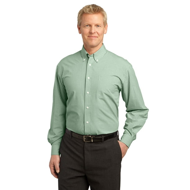 Port Authority Plaid Pattern Easy Care Shirt-XS (Green) - Walmart.com