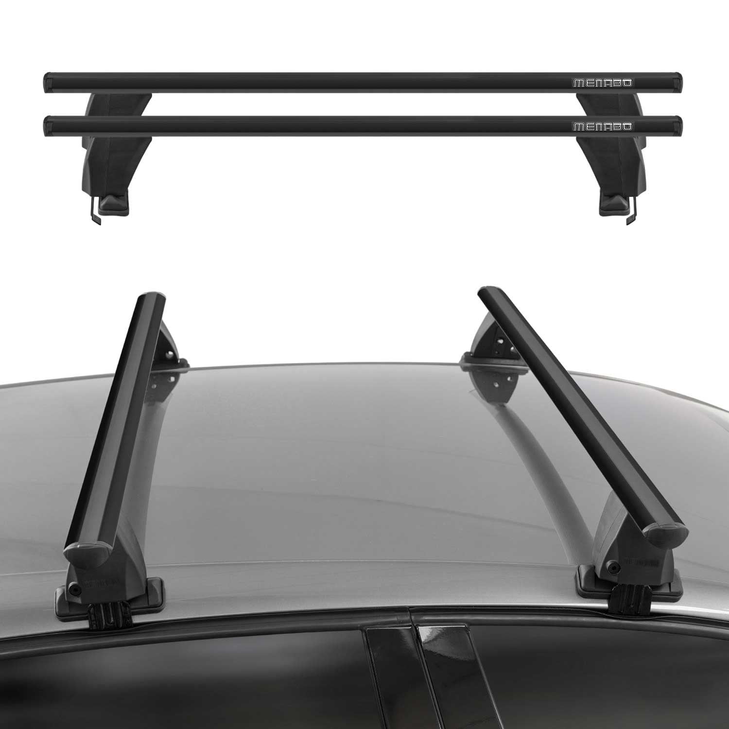 OMAC Top Roof Racks Cross Bars fits Hyundai Ioniq 2017-2022 2 Pcs Black Aluminium Anti-Theft for Travel Kayak Canoe Surf Ski Snowboard Camping