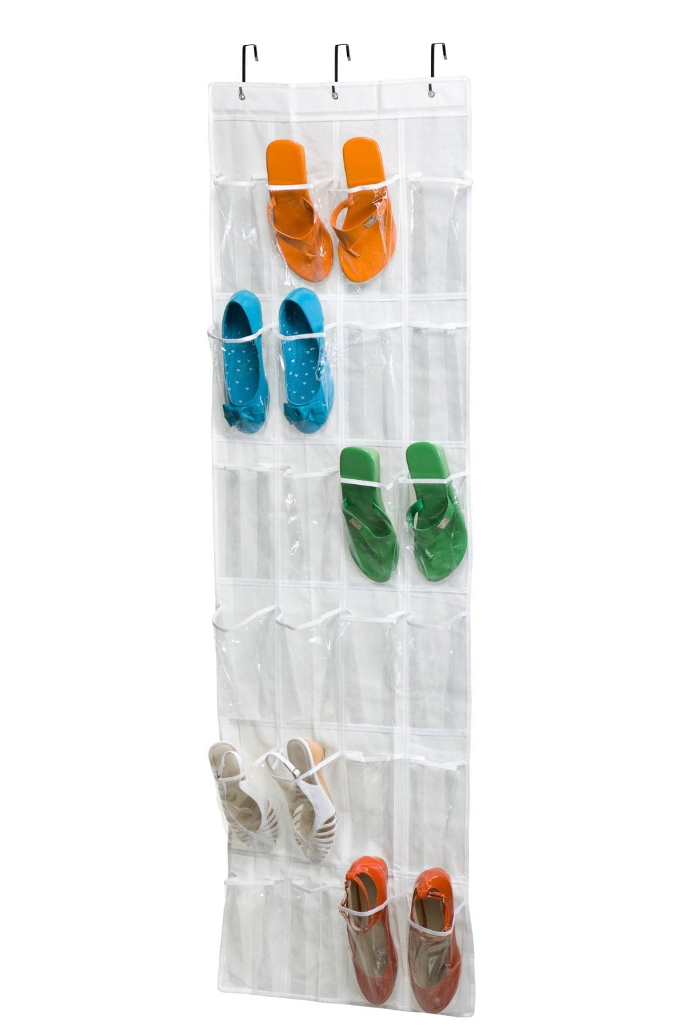 24 Pockets,Clear Pockets Over The Door Hanging Shoe