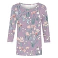 thumbnail image 4 of Wanfds Hauts Décontractés Violets pour Femmes 2024 Manches Mi-Longues Col Rond Manches Trois-Quarts TG, 4 of 5