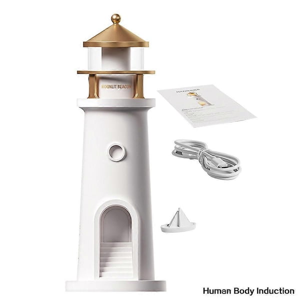 Lighthouse Projector Night Light for Kids Bedroom Rechargeable Decorative Bedside Lamp Birthday Present