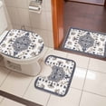 thumbnail image 5 of Bohemia Floral Bathroom Rugs Set Blue Retro Boho Ethnic Farmhouse Flower Pattern Non Slip Absorbent Soft Bath Mats 3 Piece Set with Bathroom Rug, U-Shaped Floor Mat, Toilet Seat Cover Small Size, 5 of 9