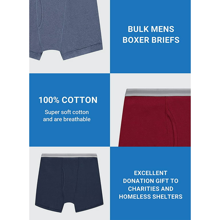 72 Pieces of Mens Regular Boxer Briefs Underwear, 100% Cotton