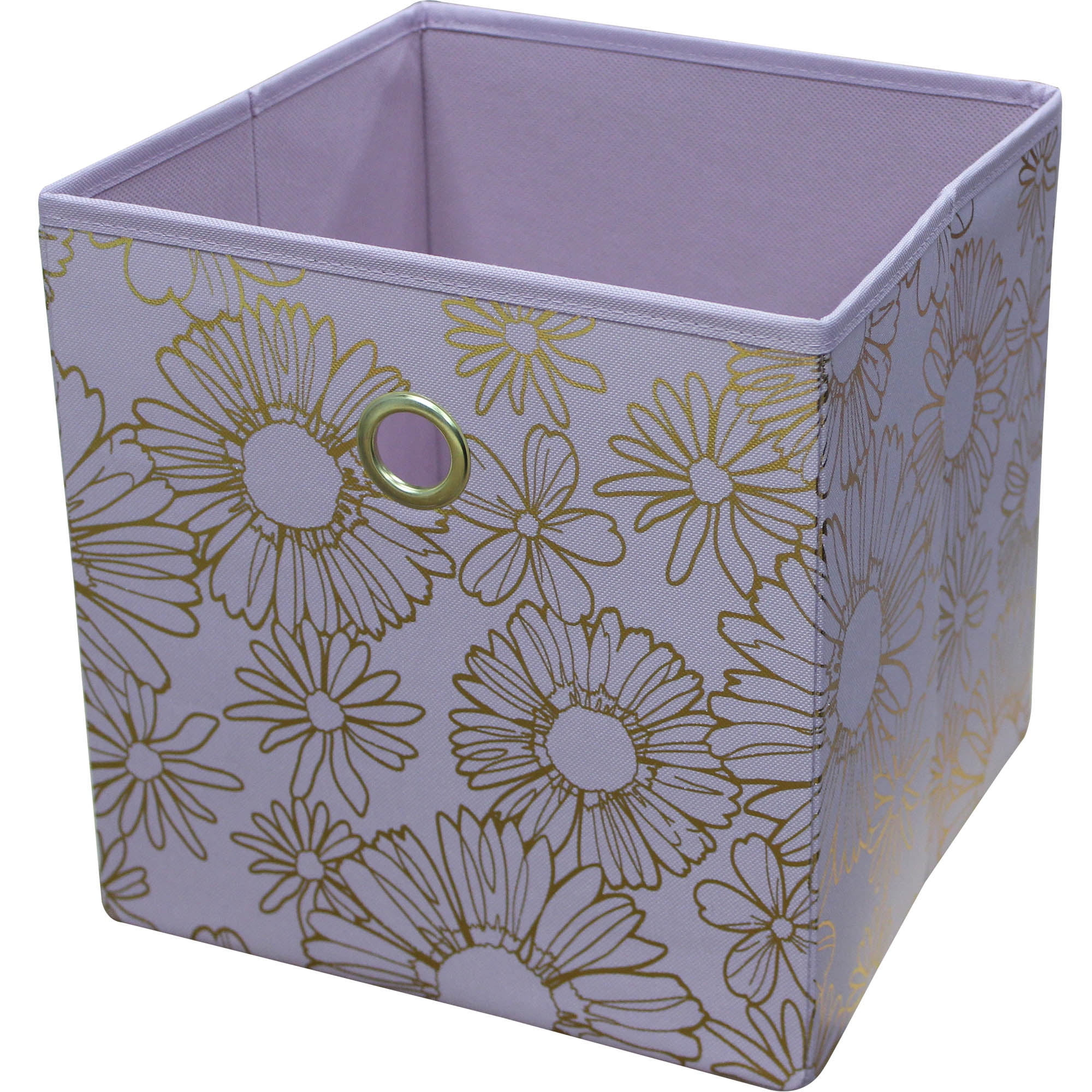 STORAGE MANIAC 6-Pack Foldable Storage Cubes Basket Bins with Side Pockets Full Coroplast Storage Organizer Drawers Black Flower STM1306000097 Polyester Canvas