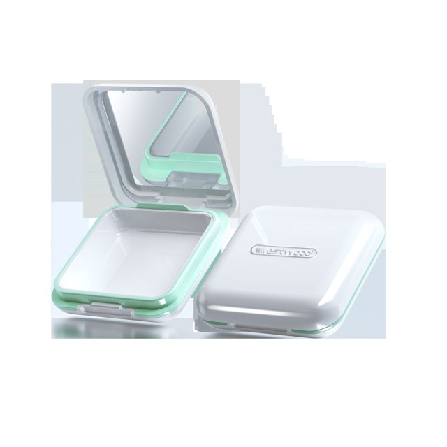 Caja de almacenamiento de aparatos ortopédicos con espejo, pequeño compartimento para medicamentos, caja de almacenamiento para dentaduras postizas, dentaduras postizas para ancianos, explosiones