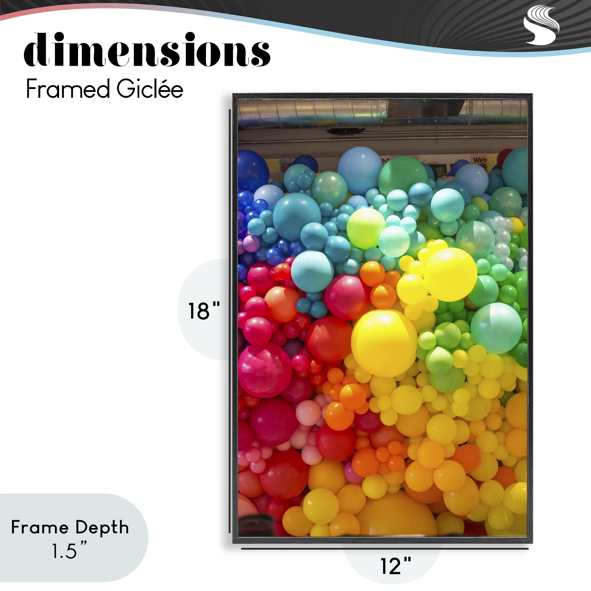 Stupell Industries Lively Colorful Balloons Black Framed Giclee Art, design by LISH Creative