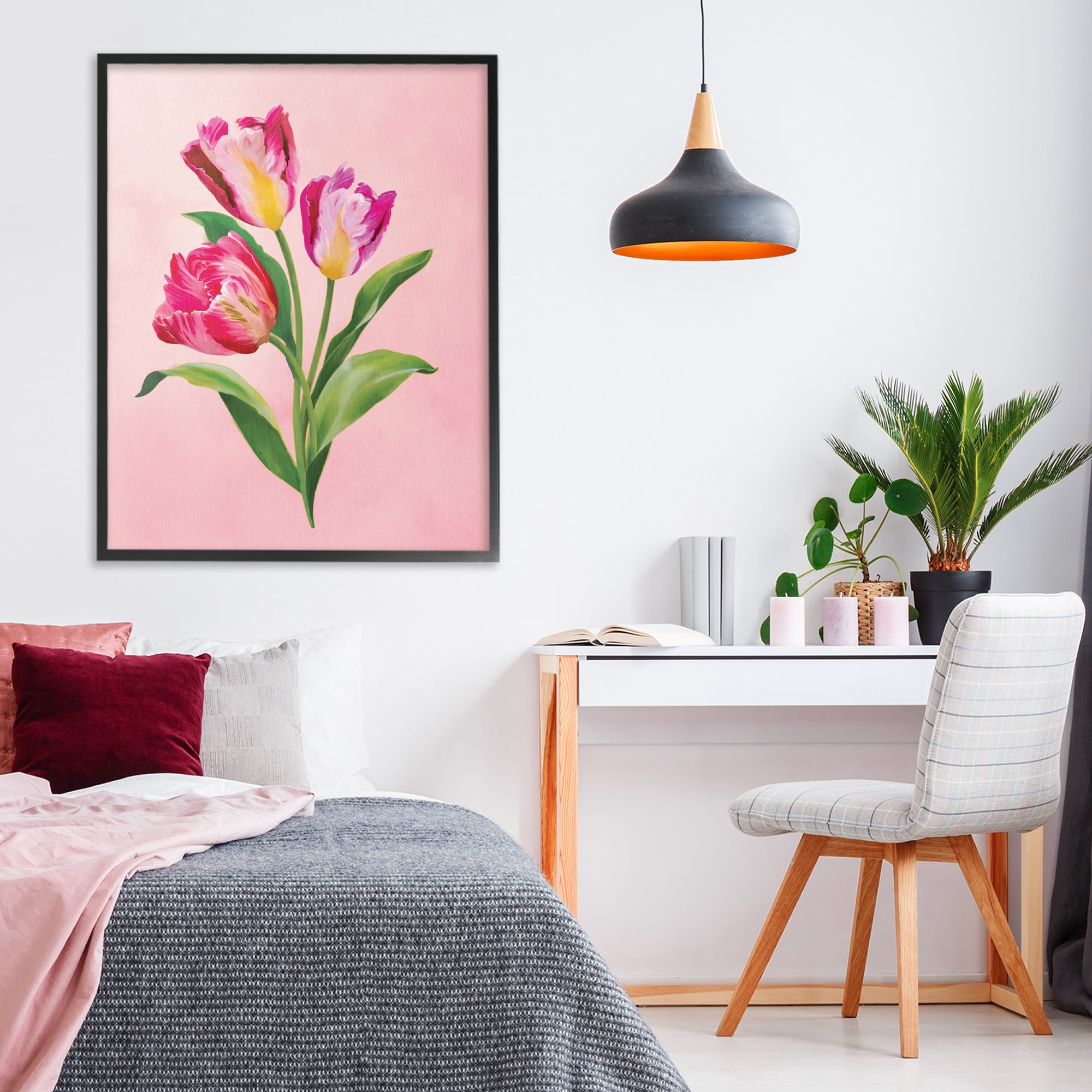 Stupell Industries Vibrant Magenta Tulips Black Framed Giclee Art, design by Diane Neukirch