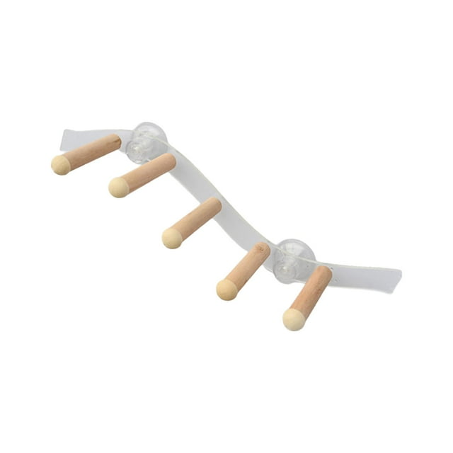 Percha de madera con ventosa, juguete para loros, soporte para patas, recortador de garras, madera para pájaros estilo B