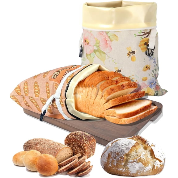 2 Pack Beeswax Bread Bags for Sourdough Homemade Bread,XL Linen Sourdough Reusable Beeswax Bread Storage Bag,Removable Inner Bag-Easy to Clean, Keep Fresh, Large Capacity Portable(13x17in, XL)