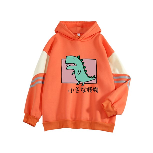 Sudadera con capucha holgada con forro polar para mujer de VISgogo, Tops con capucha de manga larga con estampado de monstruo de dibujos animados para niñas de estilo de ocio de otoño e invierno VISgogo moda