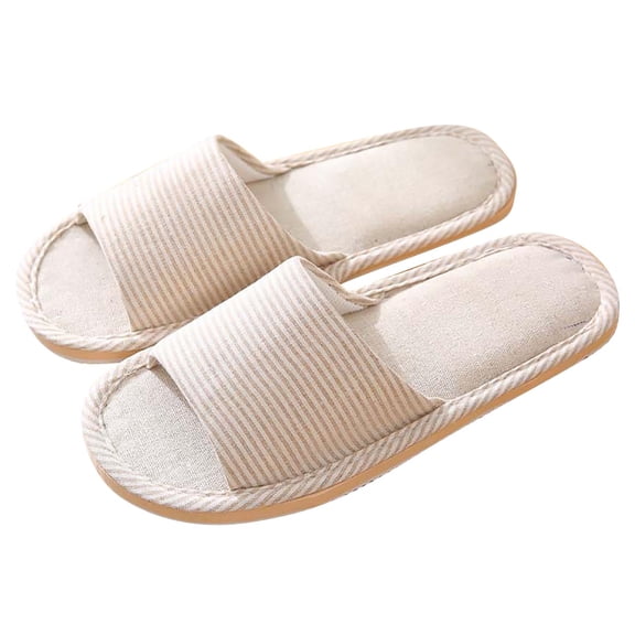 PUMISAS Fall Flat Slippers For Women Solid Color Super Soft Casual Linen Round Head Slippers Casual Flops Home Shoes