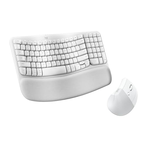 Logitech Wave Keys for Mac + Lift Vertical Mouse for Mac, Wireless Ergonomic Keyboard and Mouse Combo, Cushioned Palm Rest, Bluetooth, Optimized for