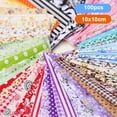 thumbnail image 1 of Fabric 100Pcs DIY Assorted Pattern Floral Printed Patchwork Cotton Fabric Cloth Sewing Quilting Cloth 100x100mm, 1 of 7