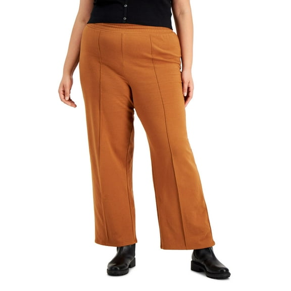 Derek Heart Womens Trendy Plus Size Fleece High-Rise Wide-Leg Pants