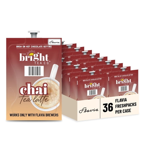 Flavia Bright Tea Co. Chai Tea Latte Freshpacks works only with Flavia Brewers (Case of 36 Freshpacks)