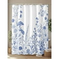 thumbnail image 4 of Shower Curtains Blue Theme Bath Curtain Blue Flower Waterproof Bathroom Shower Curtain Set with Hooks Decoration 36 x 72 Inches, 4 of 7