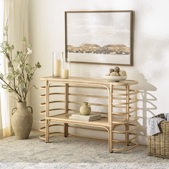 Safavieh Maestro Modern Rattan and Wood Console Table, Natural
