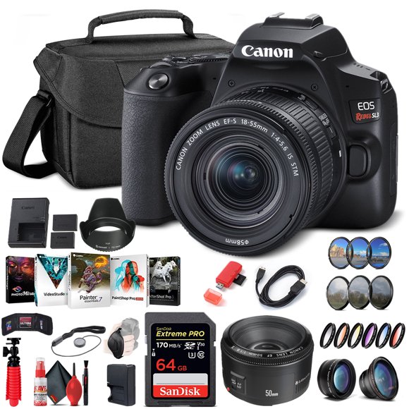 Canon EOS Rebel SL3 DSLR Camera with 18-55mm Lens (Black) (3453C002) + Canon EF