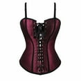 thumbnail image 2 of Elainilye Fashion Corset Tops for Women Retro Gothic Court Overbust Tummy Control Shapewear Waist Cincher Corset Chest Belt,Red, 2 of 8