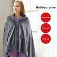 thumbnail image 4 of Electric Heating Blanket USB Charging Heated Shawl Zipper Warm Shawl Coral Fleece Plush With 3 Heat Level Settings For Car Home Travel(Adult,Grey), 4 of 9