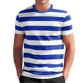 thumbnail image 3 of Mens Short Sleeve T-Shirts Striped Casual Crewneck Basic Shirt Color Block Stretch Summer Beach Tees Light Blue Xl, 3 of 4