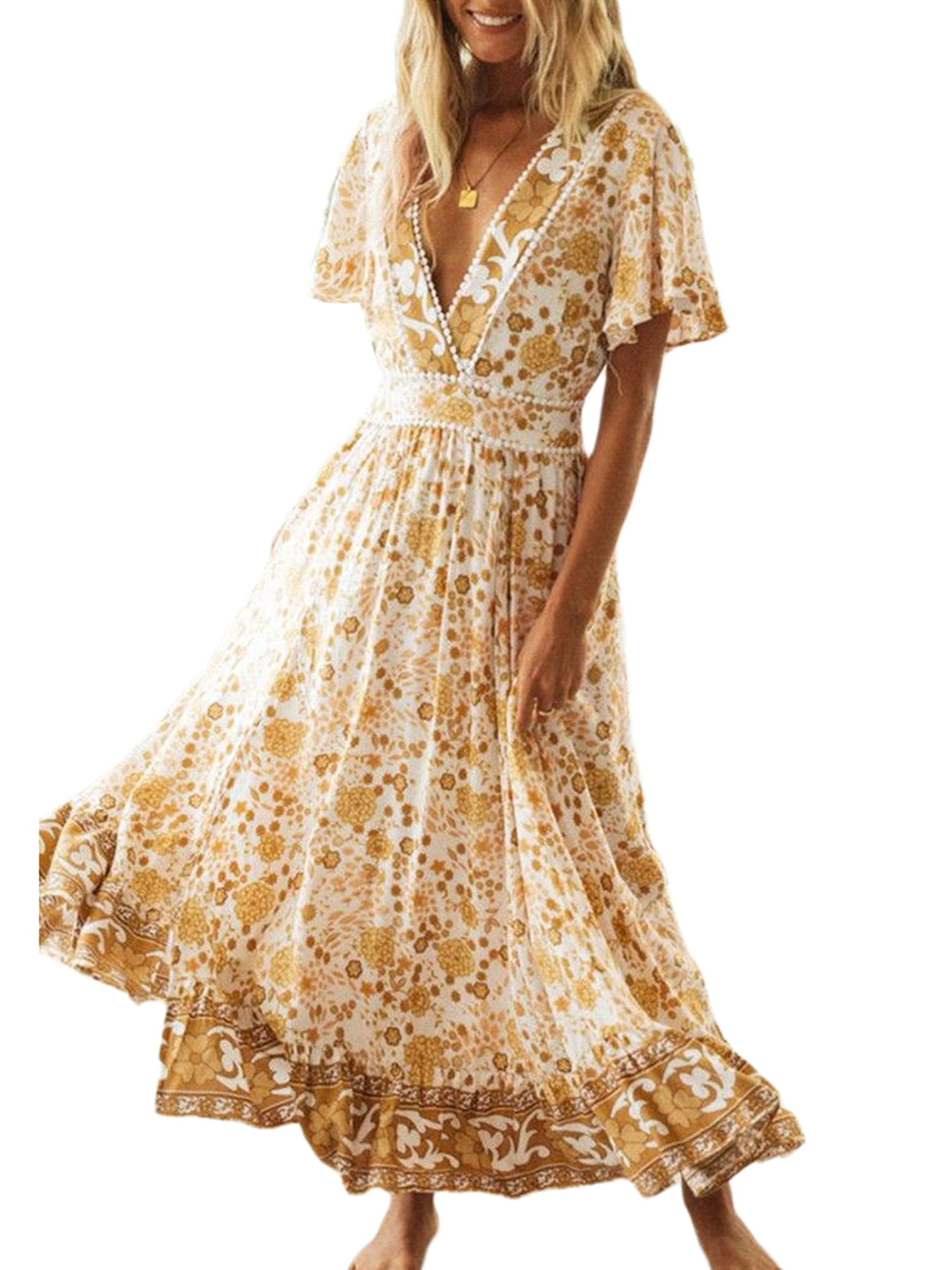 short sleeve summer maxi dresses