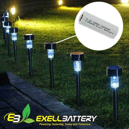 Exell 3.2V 1200mAh LiFePO4 Size 18500  Rechargeable Solar Battery FAST USA