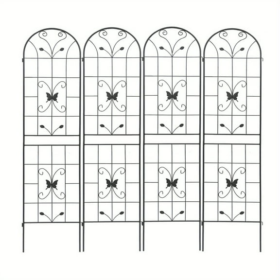 Zateety 4 Pack Metal Garden Trellis 86.7" x 19.7" Rustproof Trellis for Climbing Plants Outdoor Flower Support Black