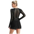 thumbnail image 2 of Runhomal Robe de Danse Lyrique pour Femmes Patchwork en Maille Manches Longues Justaucorps Costume de Danse Moderne Noir TG, 2 of 7