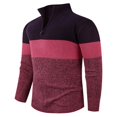thumbnail image 6 of DHFJKG Mens Quarter Zip Knit Ribbed Sweaters Color Block Long Sleeve Stand Collar Regular Fit Bottoming Shirt Pullover Fall Winter Cozy Jumper Tops, 6 of 6