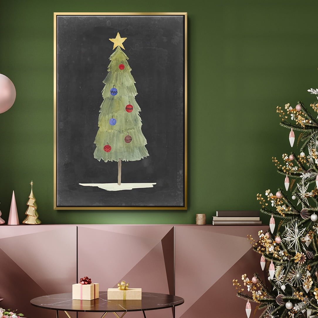 Christmas Glow II - Framed Gallery Wrapped Holiday Canvas - 27 x 41 - Gold Frame